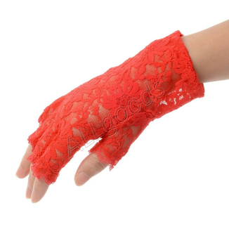 Rękawiczki koronkowe krótkie polpalca (p328) Czerwone, numer zdjęcia 2