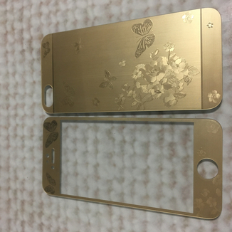 Стекло защитное на iPhone 5, 5S, 5с, SE Золотые бабочки (комплект 2 шт в уп), photo number 4