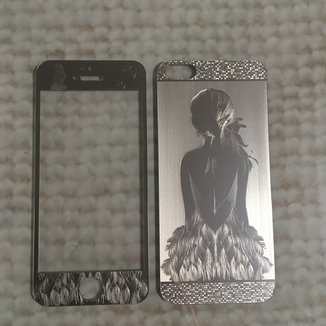 Стекло защитное на iPhone  5, 5S, 5с, SE Серебро девушка (комплект 2 шт в уп), фото №2