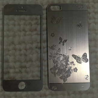 Стекло защитное на iPhone  5, 5S, 5с, SE Серебро девушка (комплект 2 шт в уп), фото №3