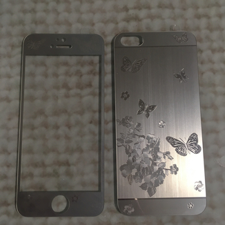 Стекло защитное на iPhone  5, 5S, 5с, SE Серебро девушка (комплект 2 шт в уп), фото №5