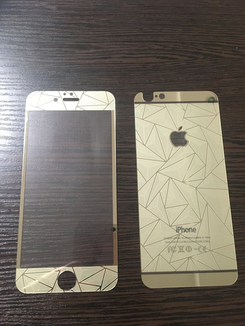 Стекло защитное на iPhone 6, iPhone 6S Золотая абстракция (комплект 2 шт в уп), фото №2
