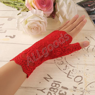Rękawiczki koronkowe krótkie p500 Czerwone, numer zdjęcia 2