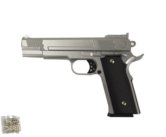 Strajkbolnyj metalowy pistolet Galaxy G. 20S (Browning HP), srebrny, numer zdjęcia 2