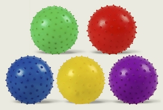 Набор мяч с шипами, резиновый 10 шт в наборе асорти 5 цветов 12см 50гр GM1710395, фото №2