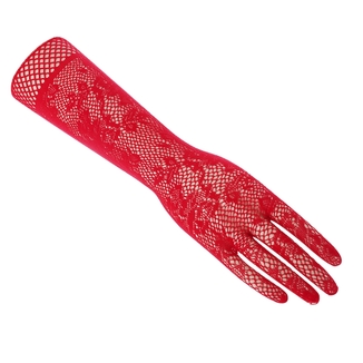 Кружевные ажурные перчатки красные, фото №2
