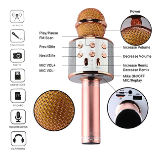 Беспроводной караоке микрофон колонка Bluetooth с динамиком WS858, photo number 9