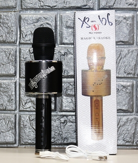 Микрофон Karaoke YS-66, FM-радио, USB, TF, AUX, с подсветкой 2 в 1, фото №2