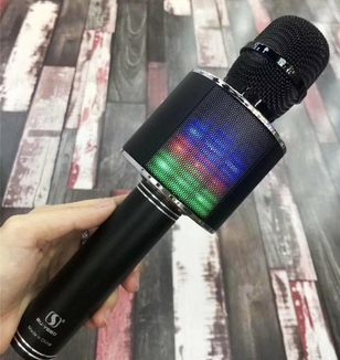 Микрофон Karaoke YS-66, FM-радио, USB, TF, AUX, с подсветкой 2 в 1, фото №7