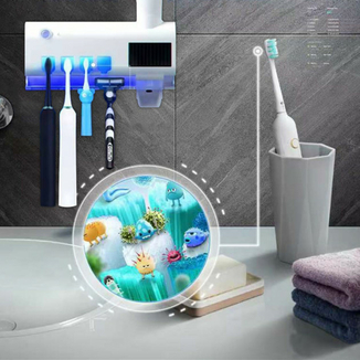 Держатель диспенсер для зубной пасты и щеток автоматический УФ-стерилизатор Toothbrush sterilizer, photo number 10