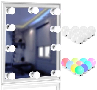 Подсветка для зеркала с пультом и регулировкой яркости для макияжа RGB 10 лампочек, numer zdjęcia 2