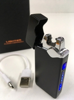 Аккумуляторная зажигалка со световым индикатором USB 7,5см, модель ZGP 23 (7037), фото №3