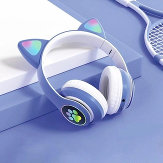 Беспроводные Bluetooth-наушники Cat VZV-23 M Кошачьи ушки з микрофоном с FM радио, AUX, подсветкой, фото №5