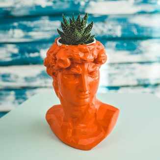 Скульптура органайзер Vase Head в образе Давида 24,5 см оранжевый, numer zdjęcia 3