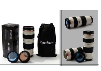 Термочашка в форме объектива Caniam (Canon) EF 70-200 с чехлом Белая, photo number 2