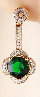 Серьги Luxury с изумрудным цирконом позолота (gf557, фото №3