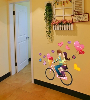 Интерьерная наклейка на стену Пара на велосипеде (mAY709), numer zdjęcia 4