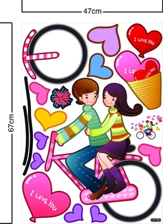 Интерьерная наклейка на стену Пара на велосипеде (mAY709), photo number 5