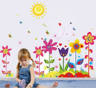 Интерьерная наклейка на стену Цветы и солнышко (mAY708), фото №2