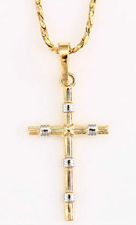 Простой крестик с комбинированной позолотой GF874, фото №2