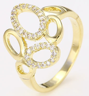 Кольцо позолоченное gold filled с цирконами GF956 размер 18, фото №2