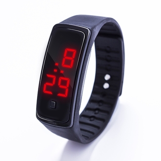 Спортивные силиконовые часы-браслет LED черные SW2-01, фото №2