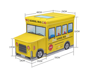 Пуф Короб складной, ящик для игрушек С КАПОТОМ Автобус с Мороженым синий, фото №5