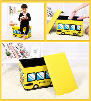 Пуф Короб складной, ящик для игрушек Школьный Автобус желтый, photo number 3