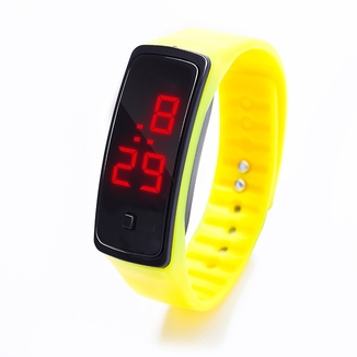 Спортивные силиконовые часы-браслет LED желтые SW2-04, numer zdjęcia 2