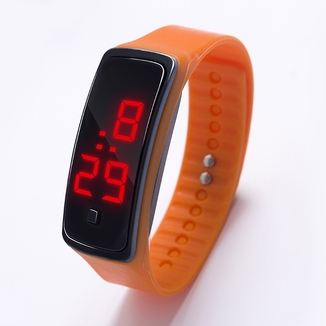 Спортивные силиконовые часы-браслет LED оранжевые SW2-08, фото №2