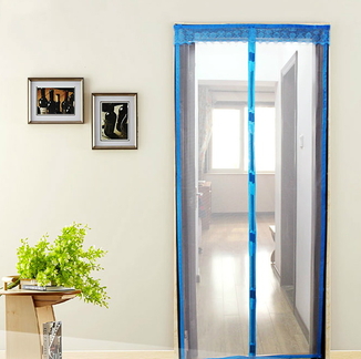 Антимоскитная сетка штора на дверь на магнитах Magic mesh без рисунка (210х90). Голубая, фото №2