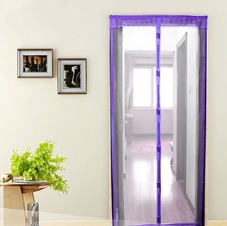 Антимоскитная сетка штора на дверь на магнитах Magic mesh без рисунка (210х90). Сиреневая, фото №2