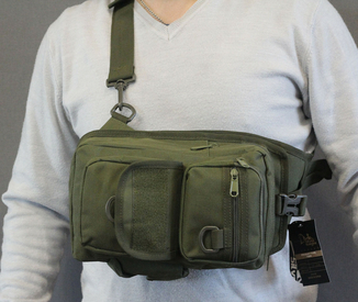 Тактический рюкзак однолямочный с отделением под пистолет 099-olive, фото №3