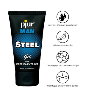 Гель для пениса стимулирующий pjur MAN Steel Gel 50 ml с экстрактом паприки и ментолом, photo number 3