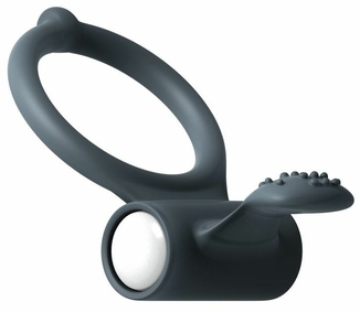 Эрекционное кольцо Dorcel Power Clit Black V2 с вибрацией, с язычком со щеточкой, фото №2