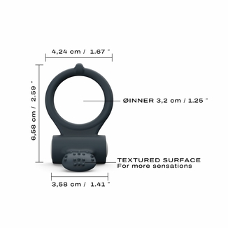 Эрекционное кольцо Dorcel Power Clit Black V2 с вибрацией, с язычком со щеточкой, фото №4