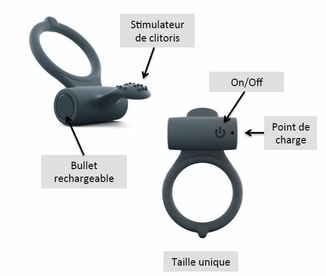 Эрекционное кольцо Dorcel Power Clit Plus с вибрацией, перезаряжаемое, с язычком со щеточкой, numer zdjęcia 6