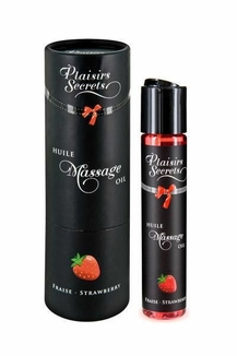 Массажное масло Plaisirs Secrets Strawberry (59 мл) с афродизиаками, съедобное, подарочная упаковка, фото №2