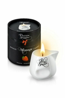 Массажная свеча Plaisirs Secrets Strawberry (80 мл) подарочная упаковка, керамический сосуд, фото №2
