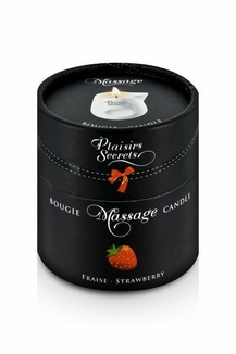 Массажная свеча Plaisirs Secrets Strawberry (80 мл) подарочная упаковка, керамический сосуд, фото №4