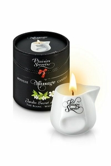 Массажная свеча Plaisirs Secrets White Tea (80 мл) подарочная упаковка, керамический сосуд, фото №2