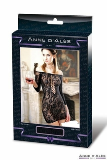 Платье-сетка с декольте Anne De Ales FETISH DINNER Black M/L, спущенное плечо, numer zdjęcia 4