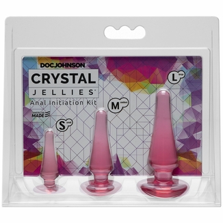 Набор анальных пробок Doc Johnson Crystal Jellies - Pink, макс. диаметр 2см - 3см - 4см, фото №3