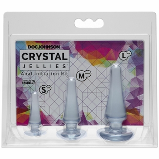 Набор анальных пробок Doc Johnson Crystal Jellies Anal - Clear, макс. диаметр 2см - 3см - 4см, photo number 3