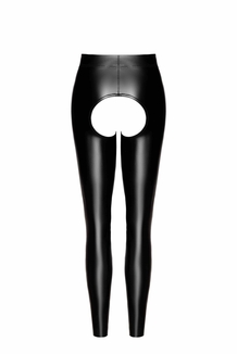 Лeггинсы Noir Handmade F304 Taboo wetlook leggings with open crotch and bum - XL, фото №6