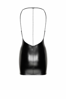 Платье Noir Handmade F307 Mirage wetlook mini dress with jewelry rhinestone chain - S, numer zdjęcia 6