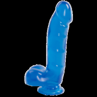 Фаллоимитатор Doc Johnson Jelly Jewels Cock & Balls Blue, диаметр 3,6см, антибактериальный ПВХ, фото №2