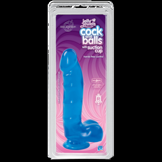 Фаллоимитатор Doc Johnson Jelly Jewels Cock & Balls Blue, диаметр 3,6см, антибактериальный ПВХ, photo number 3