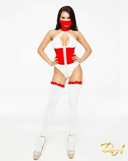Эротический костюм медсестры “Развратная Аэлита” M, боди на молнии, маска, чулочки, photo number 5