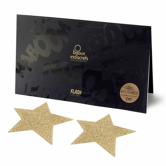 Пэстис - стикини Bijoux Indiscrets - Flash Star Gold, наклейки на соски, photo number 2